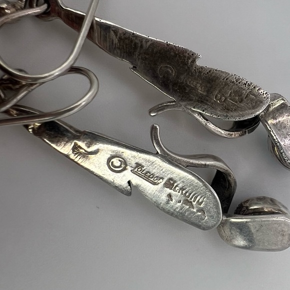 Navajo Lapis Lazuli Sterling Silver 925 Abstract Earrings - Picture 4 of 4